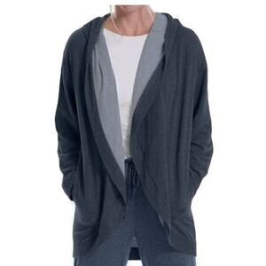 Max Studio Women's Open Pocket Hoodie Cardigan in Indigo Blue Small MSRP $98‎